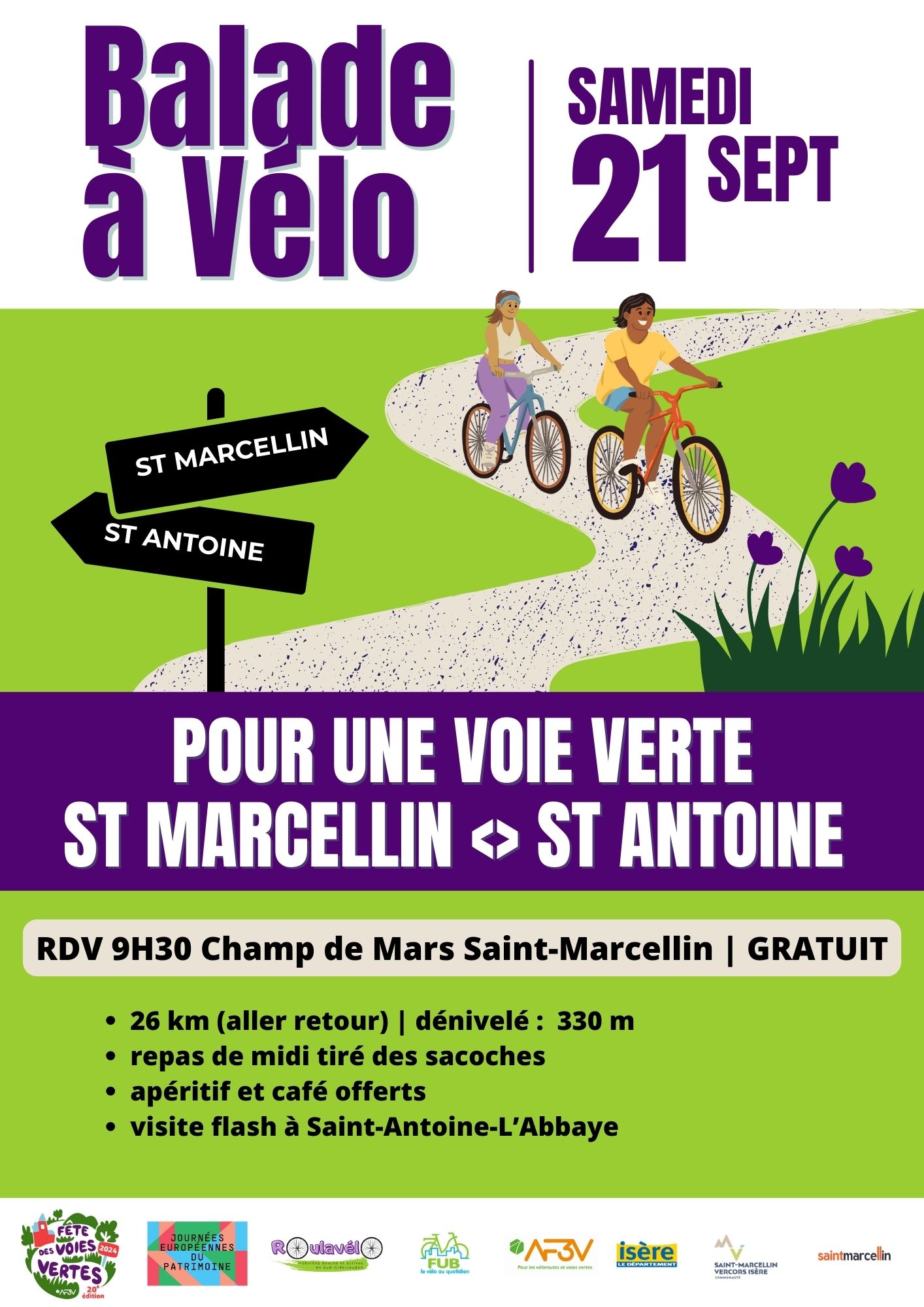 Une sortie vélo de Saint-Marcellin à Saint-Antoine l'Abbaye en aller-retour ...