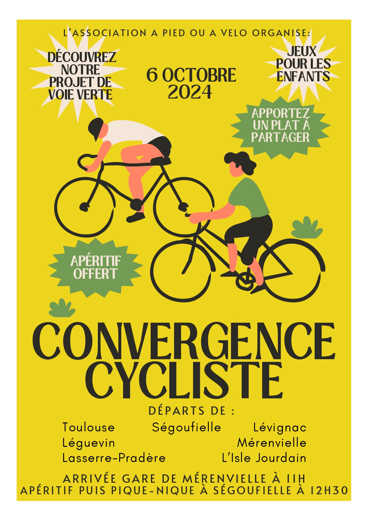 Convergence à vélo vers Ségoufielle pour la journée des voies vertes